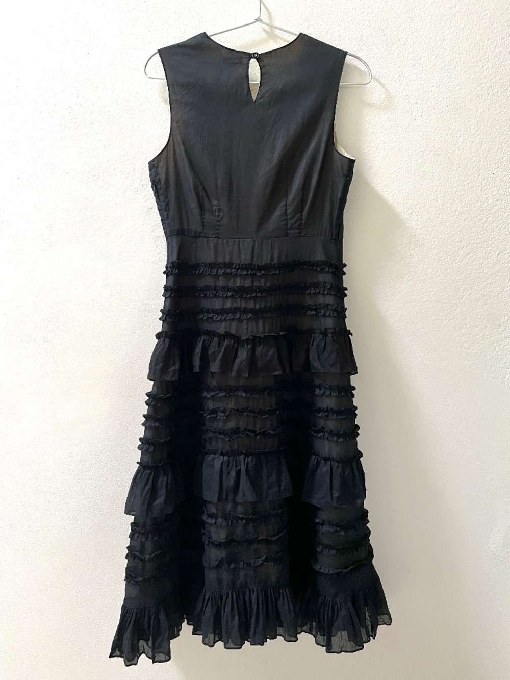 VTG Anthropologie Odille Sleeveless Black Tiered Ruffle Midi Dress. Size 0. - Picture 2 of 7
